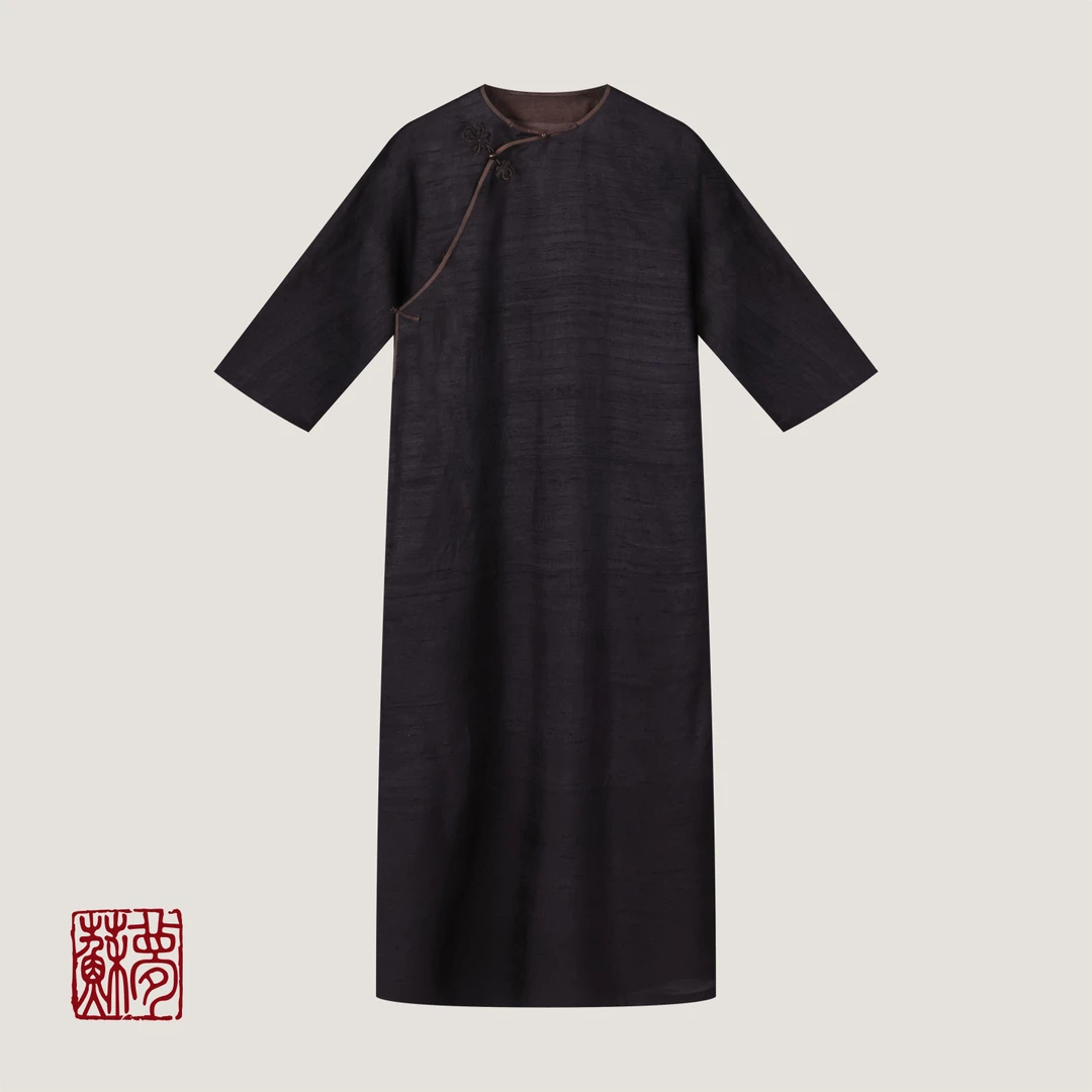 蘇夢【丝缕飘香】圆领斜襟国风百搭花扣大袍0101263