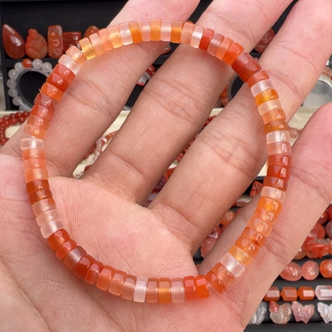 南红玛瑙未镶嵌颈饰糖果色药片单圈5mm+