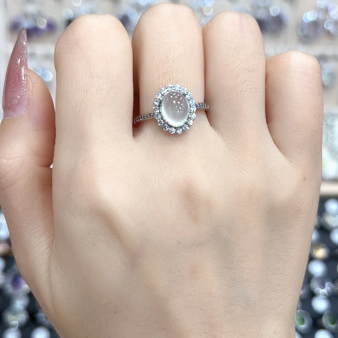 蛇纹石玉银S925镶嵌戒指