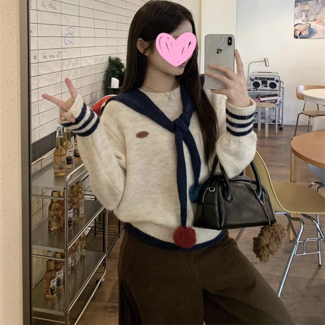 小众设计感条纹内搭针织毛衣女秋冬2025新款韩系宽松洋气打底上衣