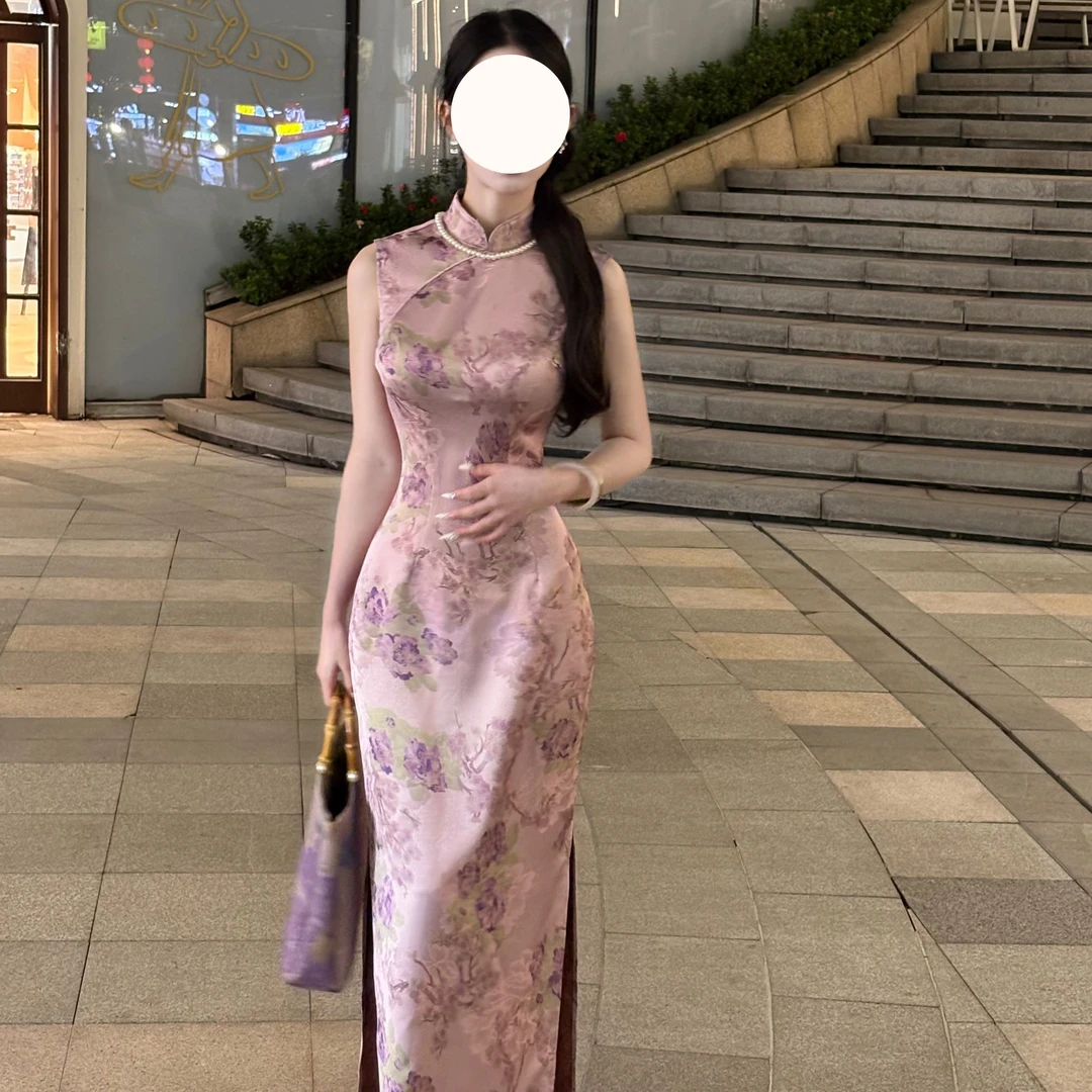 LHMknk1画报夫人原创自制夏季显瘦新中式国风旗袍 港工珠光宝气