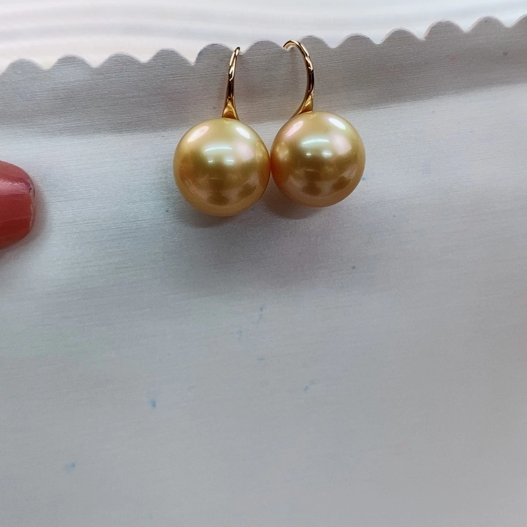 18K金镶嵌耳饰海水珍珠12-13