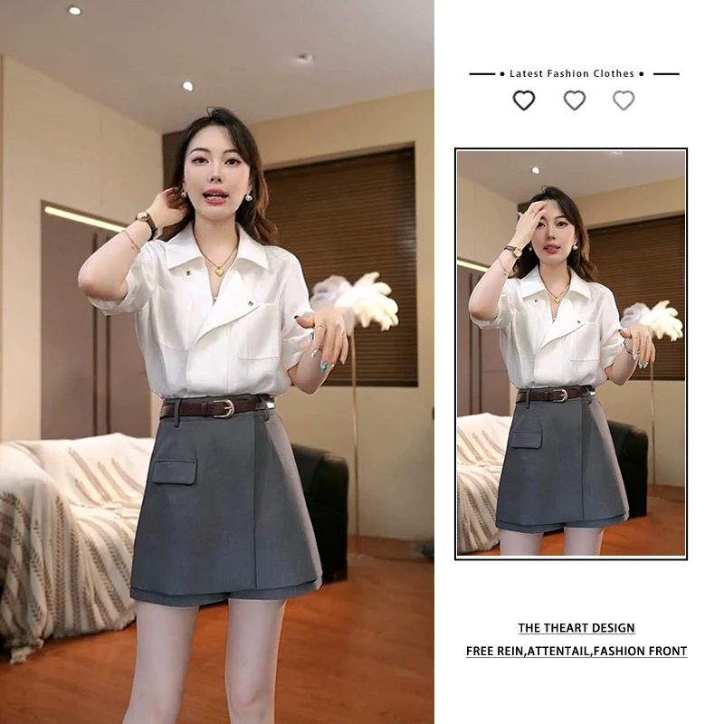 夏季穿搭一整套女2025新款时尚高级感衬衫上衣气质显瘦短裙两件套