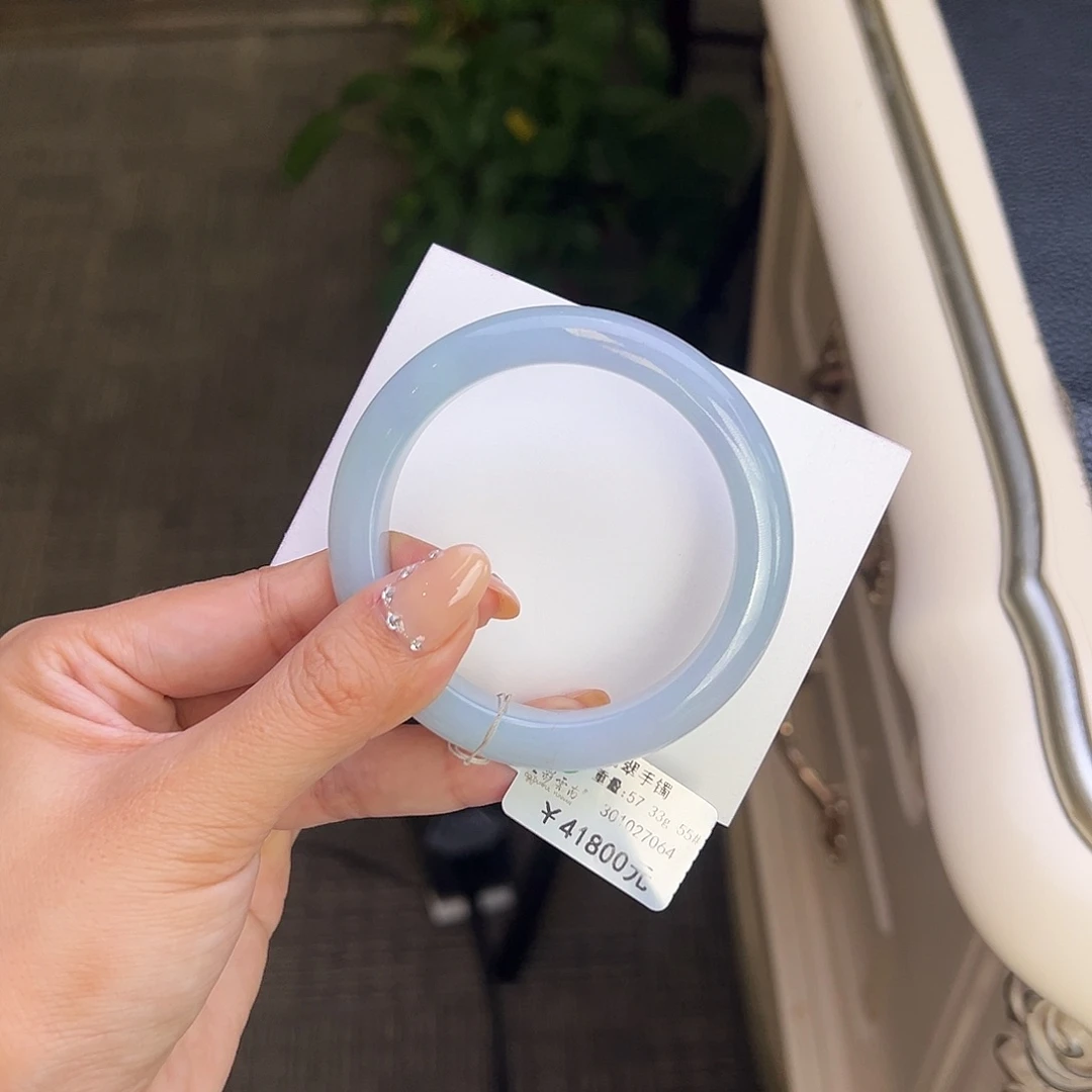 翡翠未镶嵌手镯55冰紫