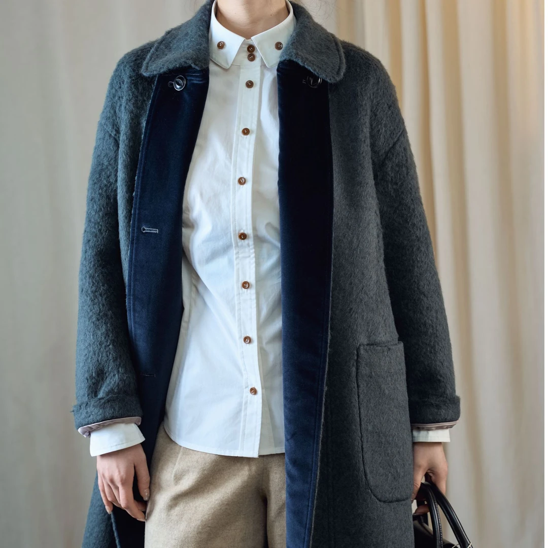 【EMPRESS/恩比麗蕬】冬季长款羊毛大衣宽松休闲时尚保暖百搭加厚