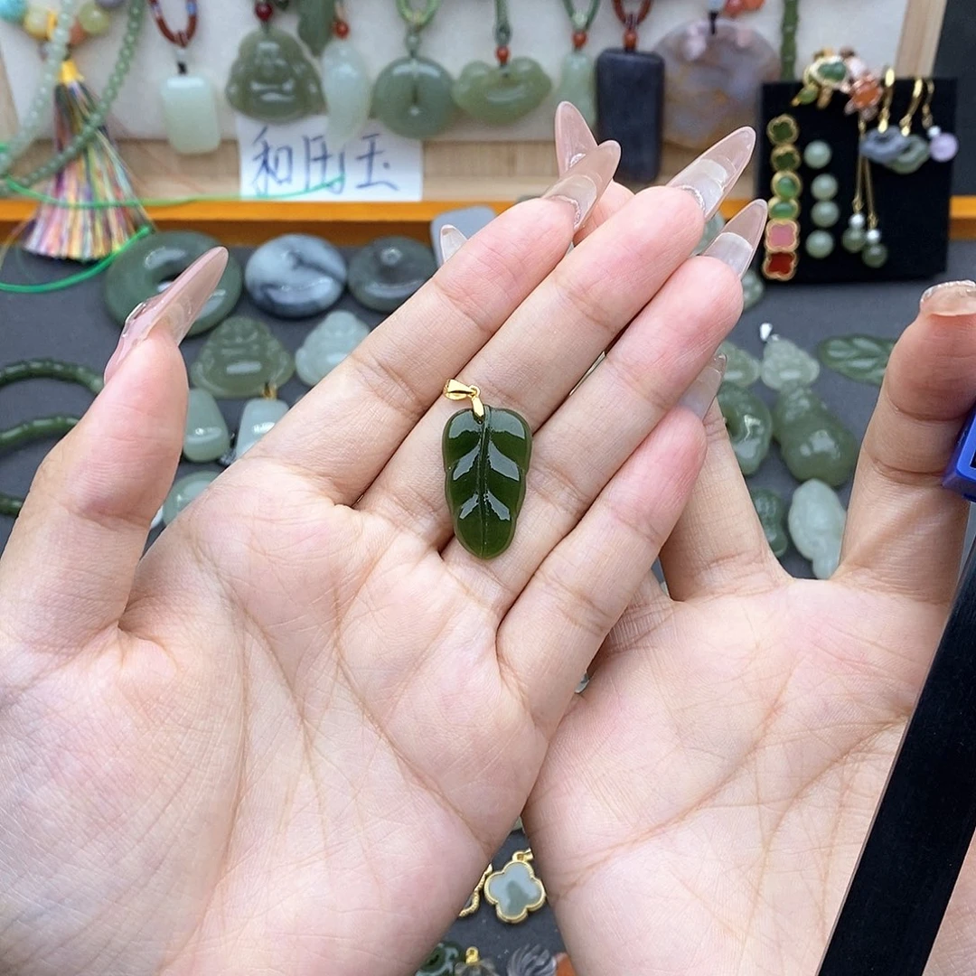 和田玉银S925镶嵌吊坠(不含链)