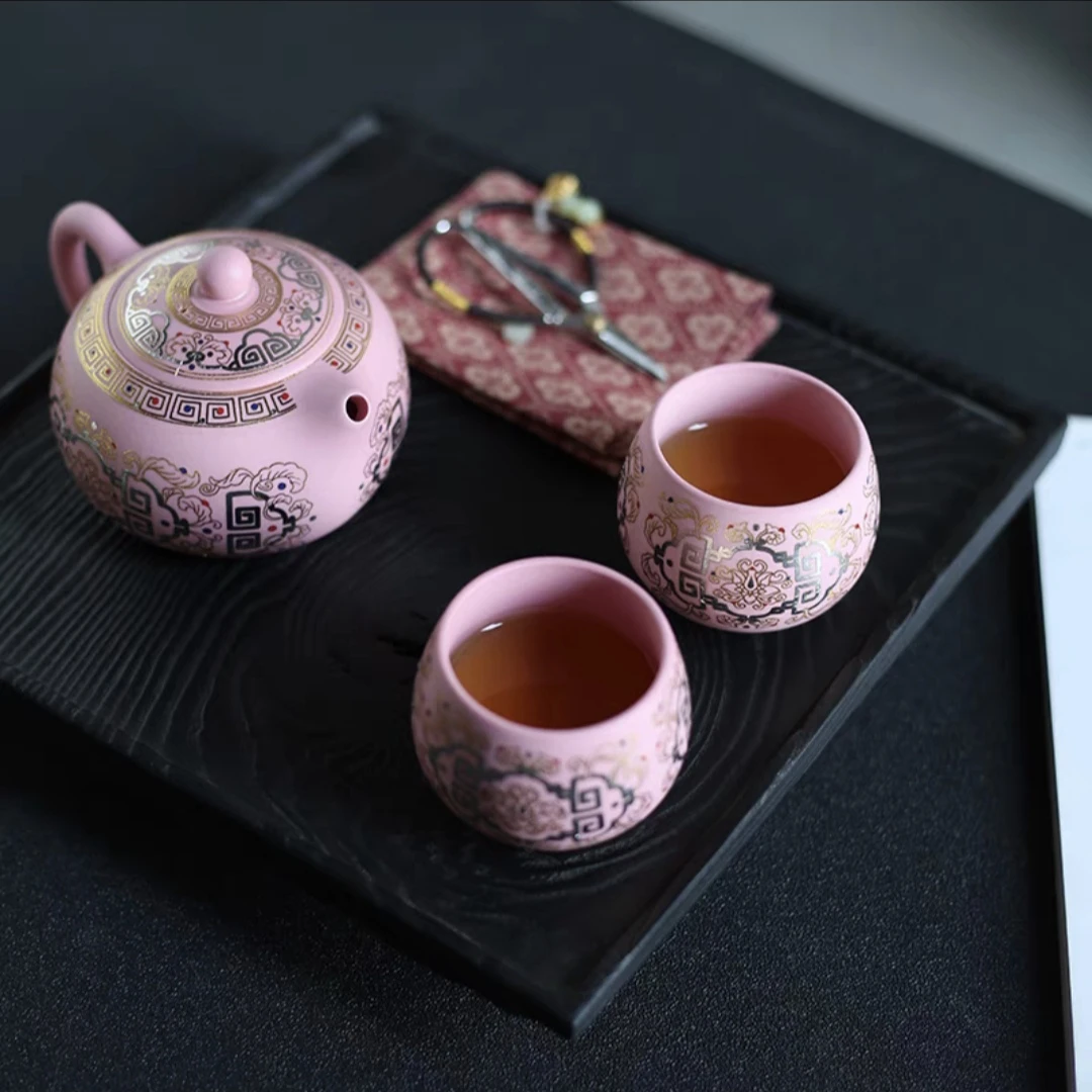 紫砂粉段金银错250cc（一壶两杯）