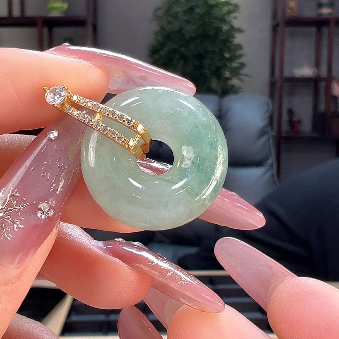 翡翠吊坠(不含链)银S925镶嵌吊坠