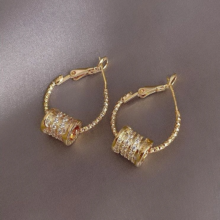 铜合金耳饰 闪钻小蛮腰耳环新款潮人时尚精致气质高级感网耳饰女