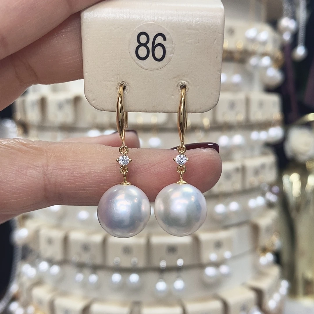银S925镶嵌淡水珍珠耳饰