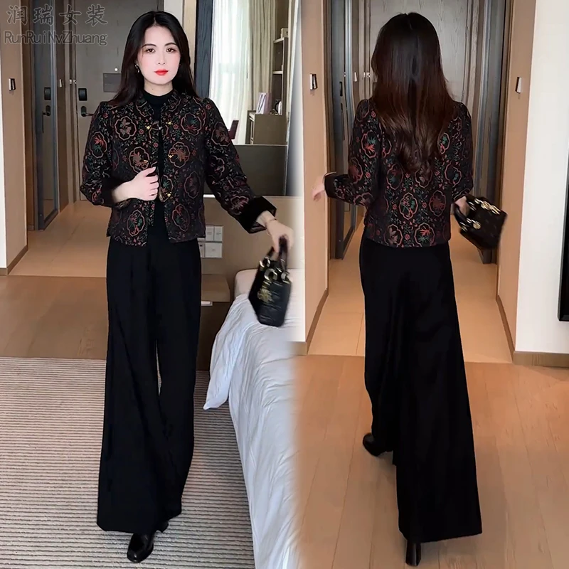 新中式国风重工短外套女2025冬季新款小个子复古盘扣短款上衣通勤