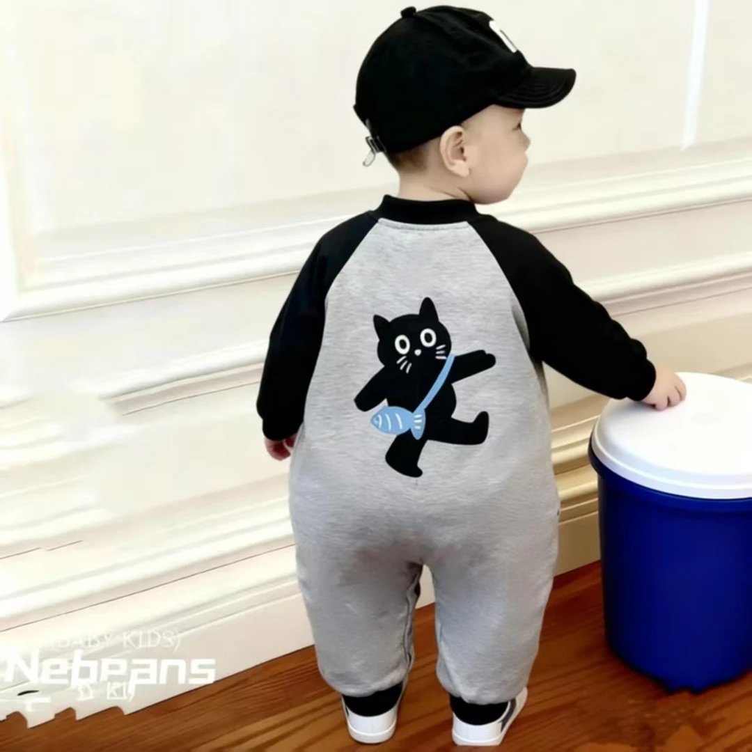 冬季夹棉加厚外出服可爱风对开哈衣婴儿连体衣爬服