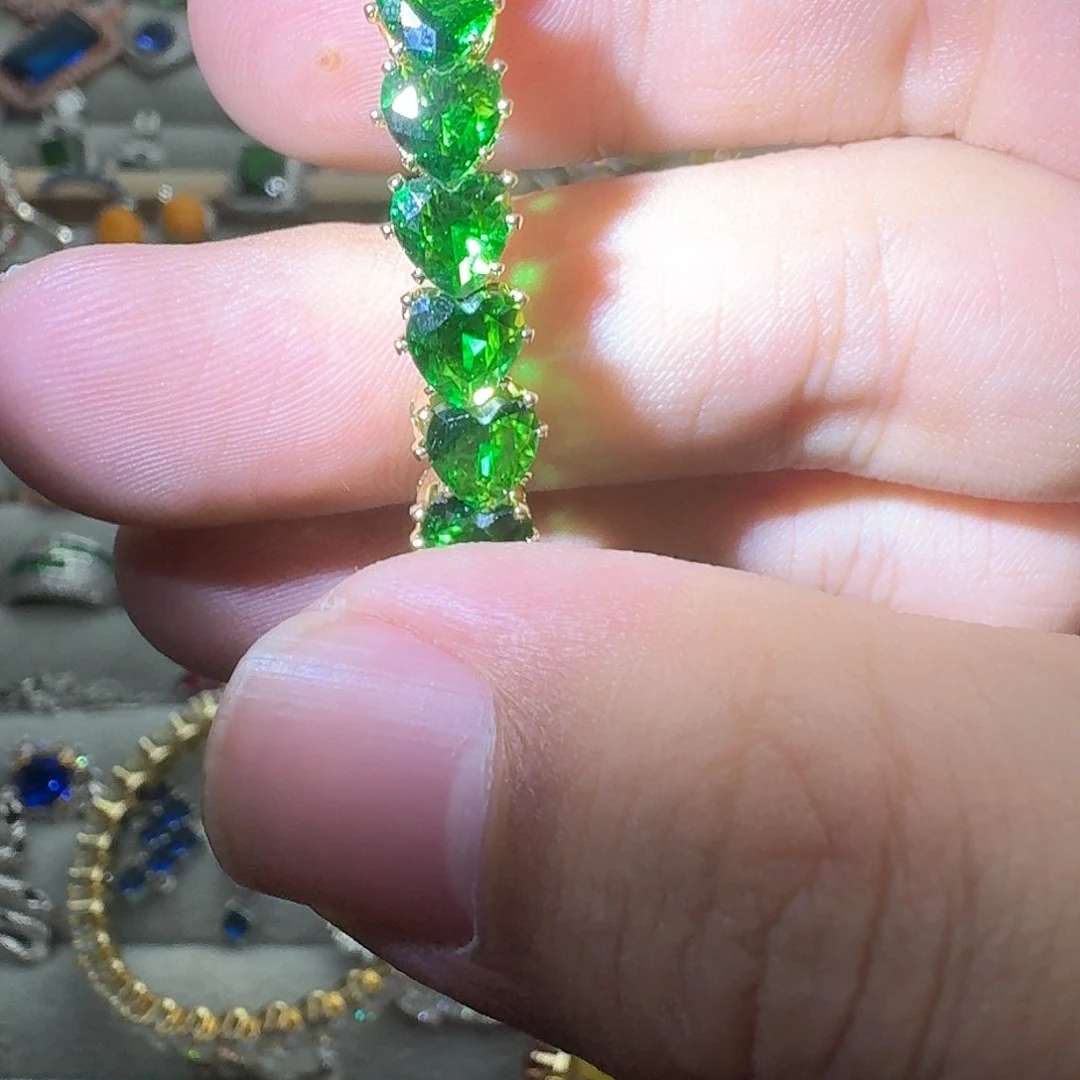 绿水晶戒指银S925镶嵌