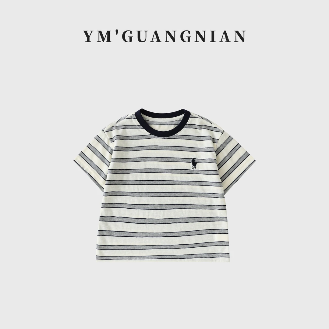【幼棉光年】夏季男童休闲百搭条纹T恤圆领1221171