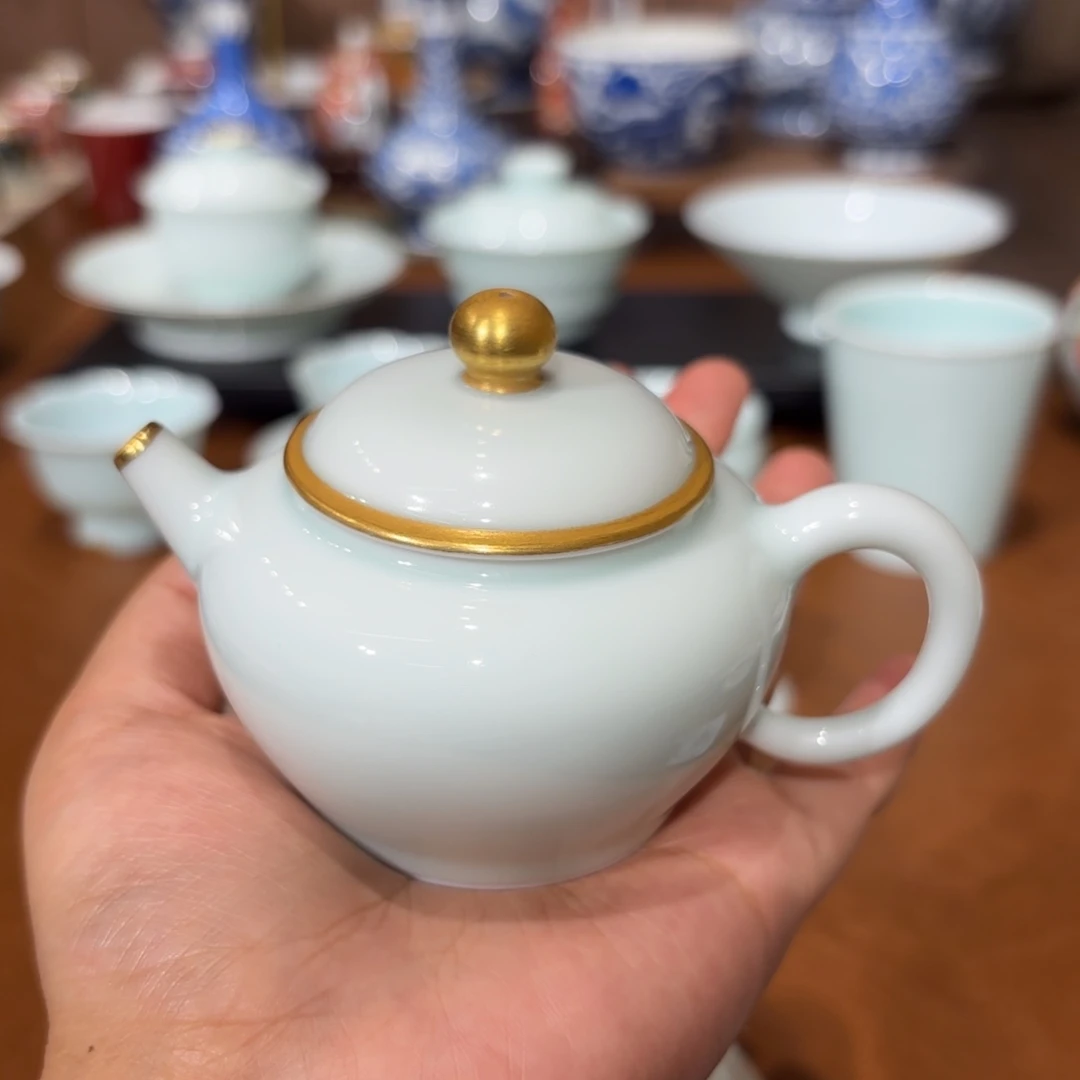 瓷成窑 青白瓷把把壶……
