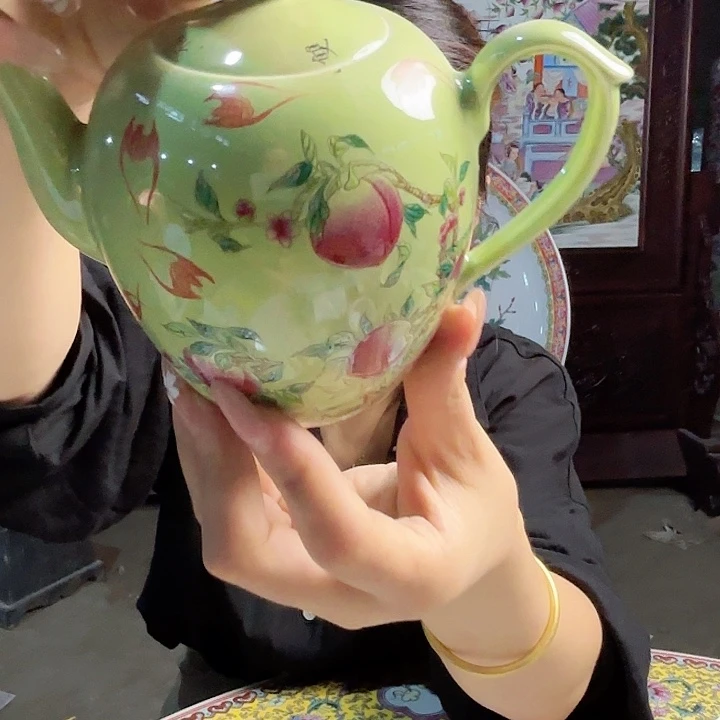 景德镇高温陶瓷九桃五福