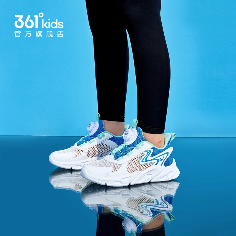 361°kids冬季透气网面跑鞋女童男童防滑旋钮助推运动鞋N92413519A