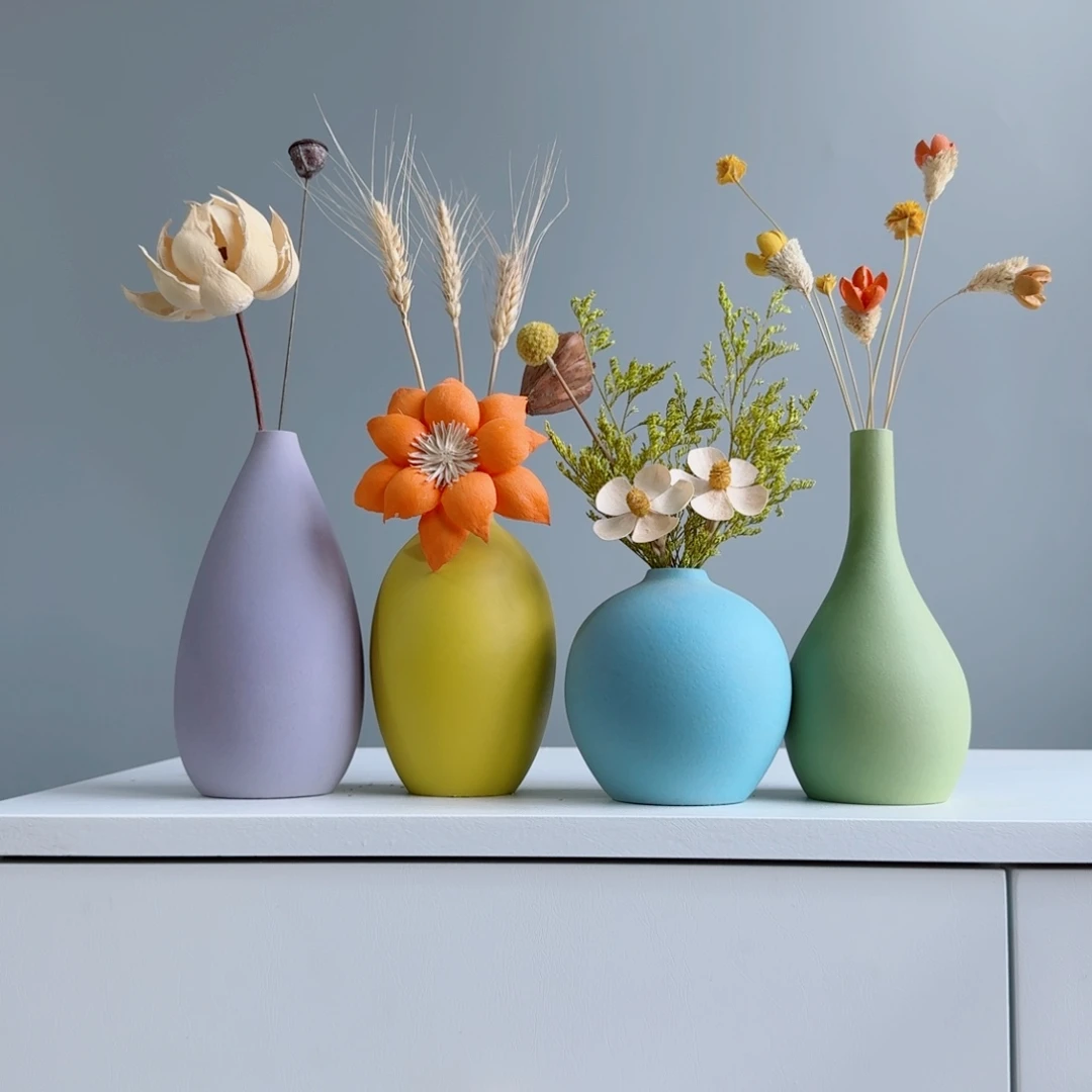 摆件陶瓷小花瓶啊摆件含花总含约20-30cm