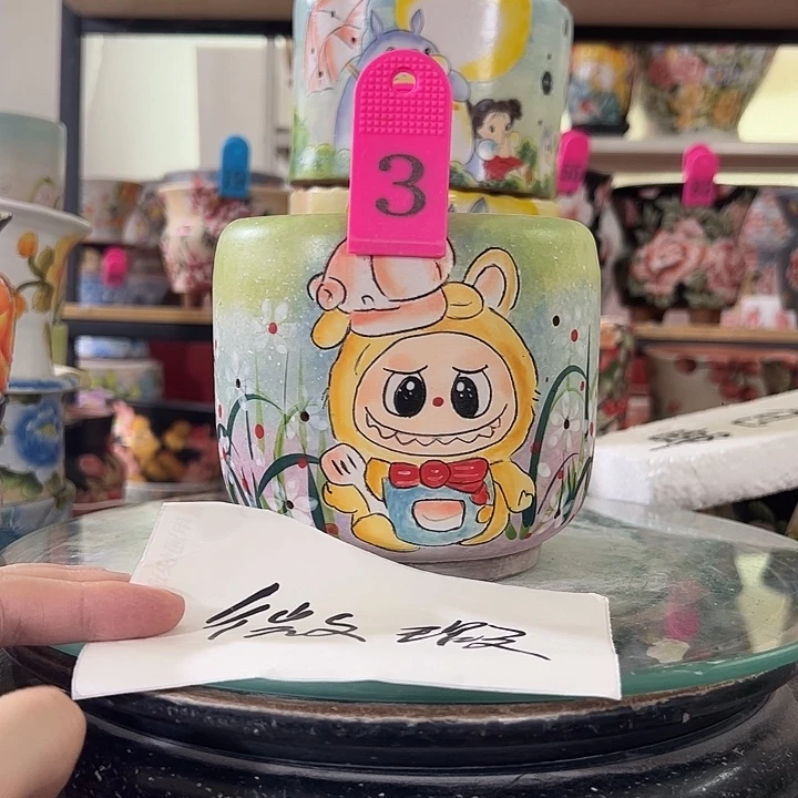 景德镇幸运花盆手绘韩式花盆