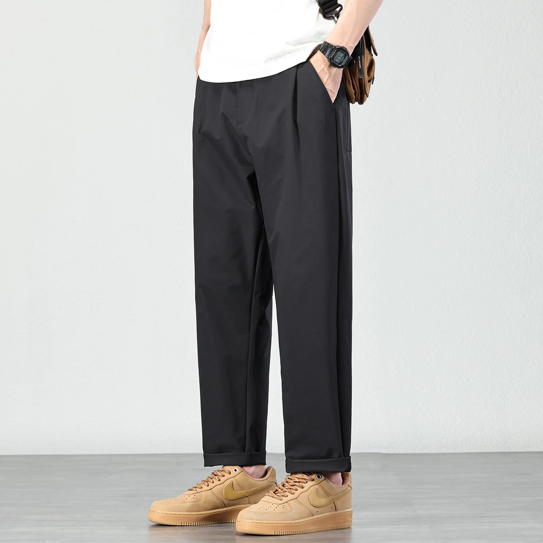2025年夏季新款美式男士休闲裤宽松锥形裤潮流直筒九分长裤子男