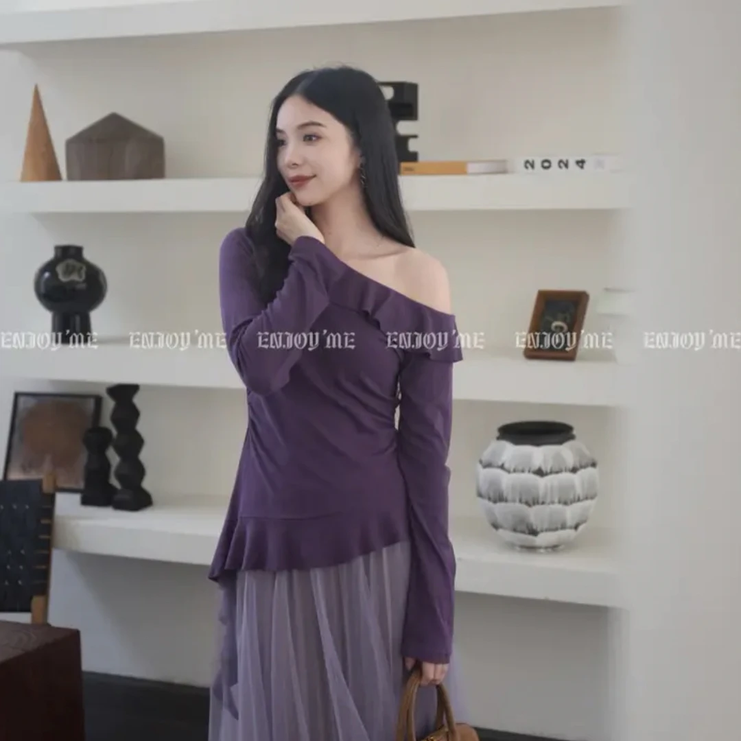 【门店同款】秋款 “谧色花颂”飘带不规则上衣164543255