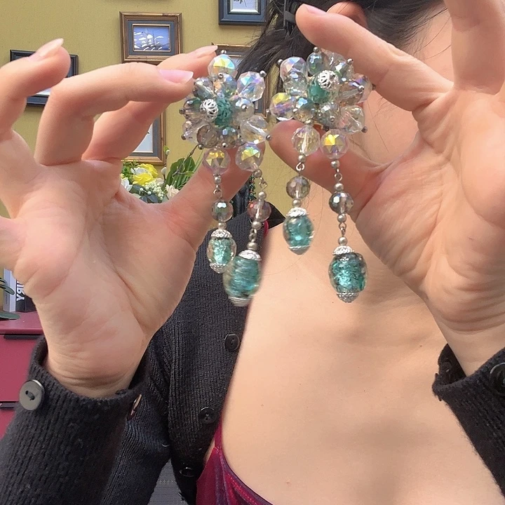 琉璃颈饰柔**月编号263 耳夹