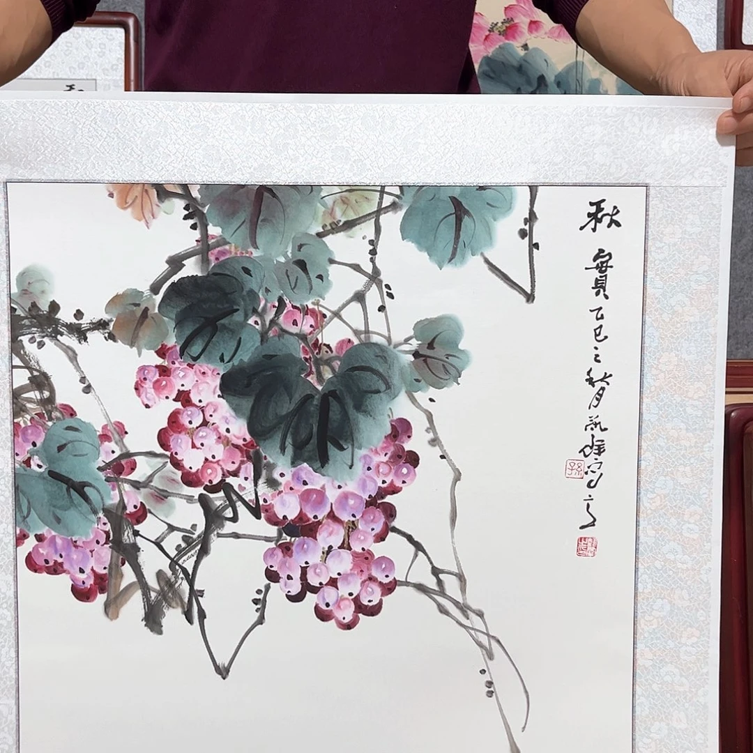 国画书画作品带框63×63