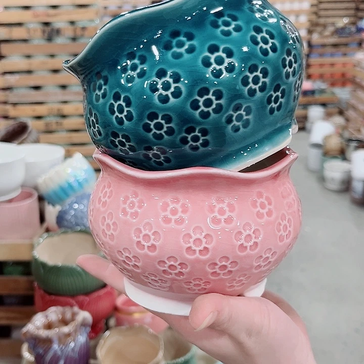 有孔.凑单10元陶瓷花盆发货！