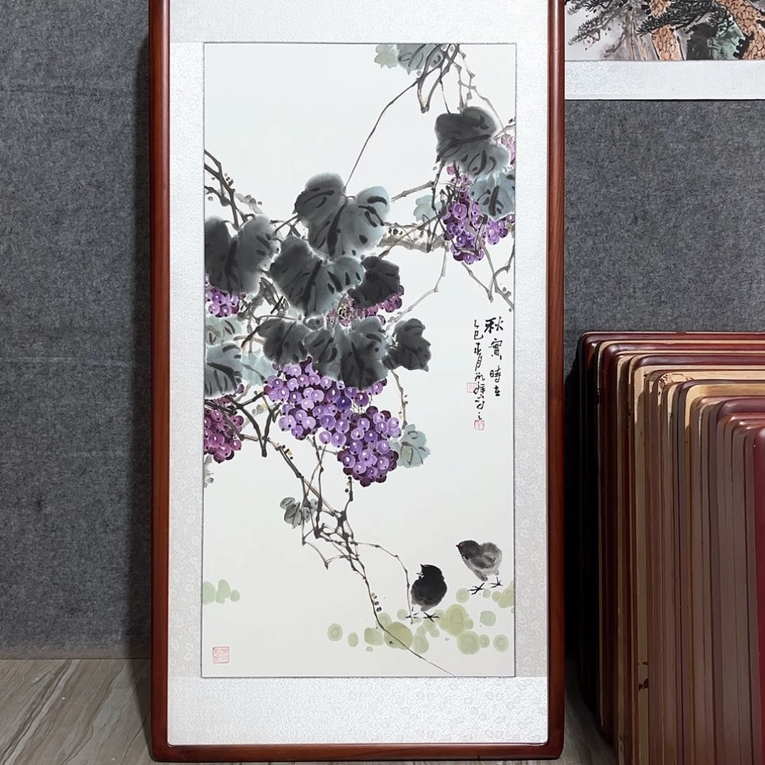 国画书画作品带框123×63厘米