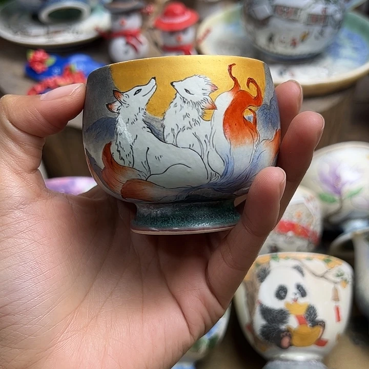 手绘九尾红狐遇见山海