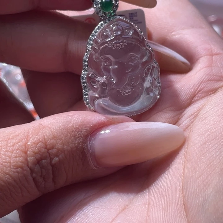 雪***石英质玉银S925镶嵌颈饰