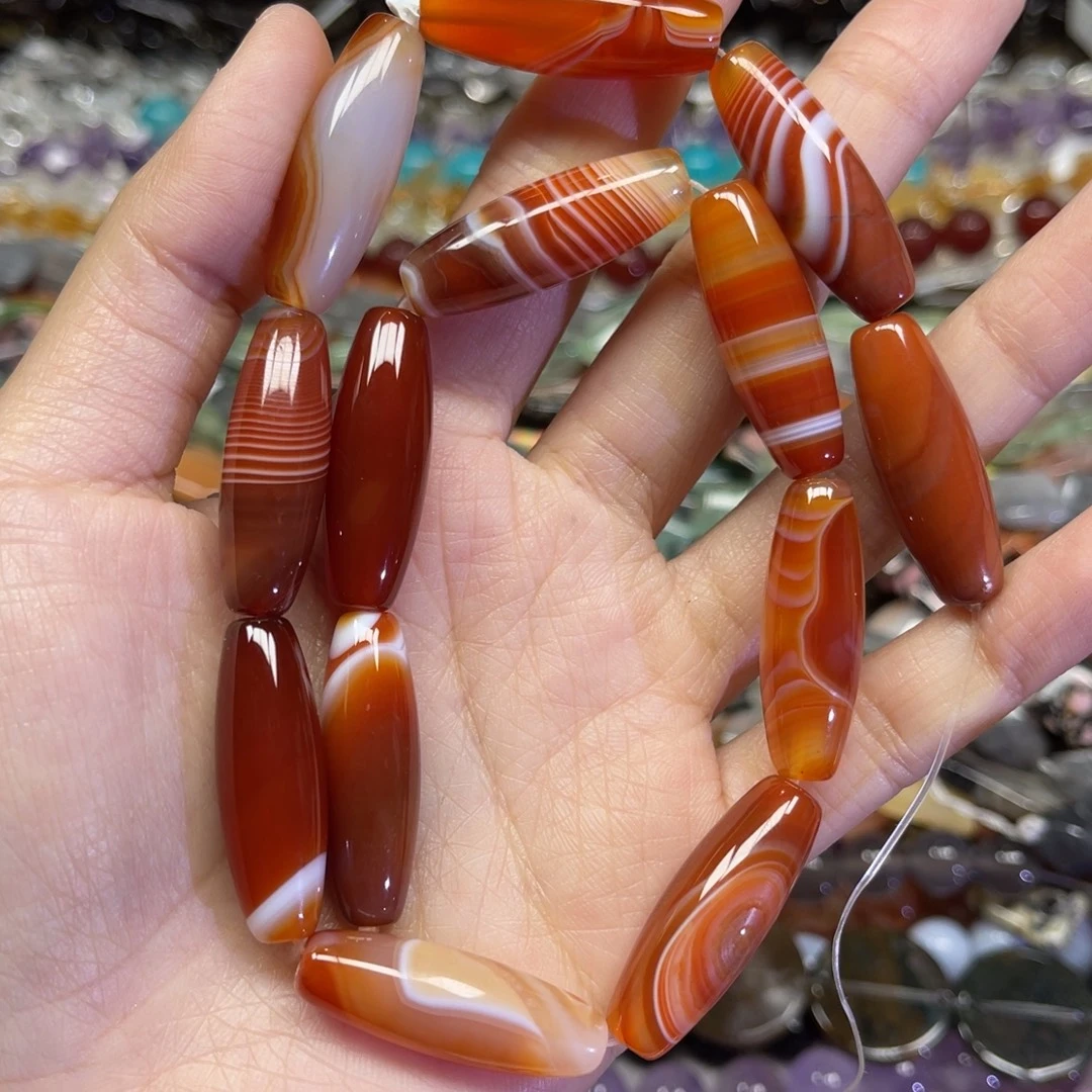 玛瑙/玉髓散珠天然蚕丝玛瑙卡10✖️30长条38厘米