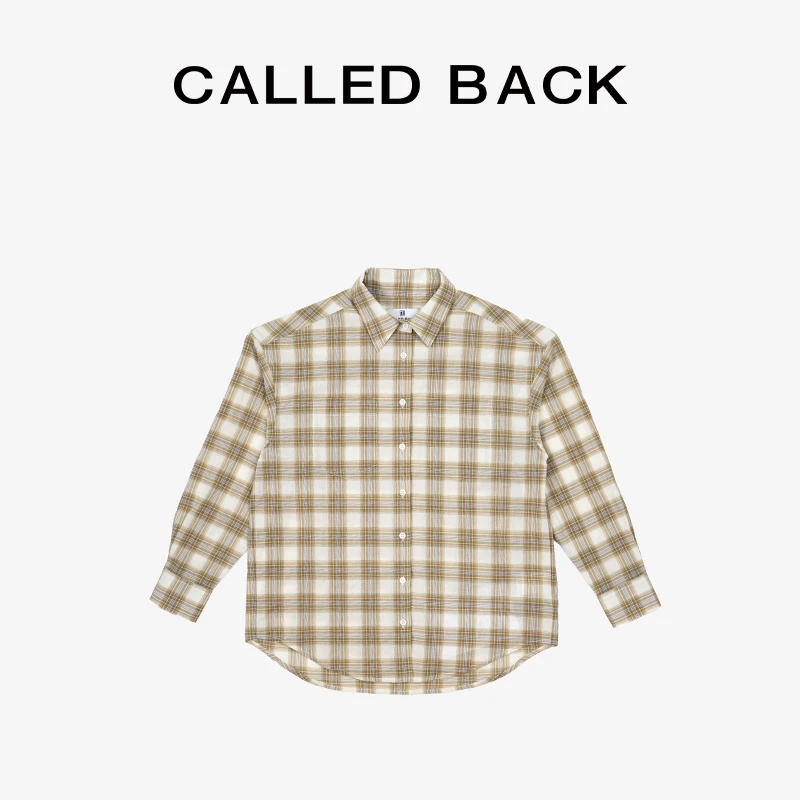 CALLED BACK【戚薇同款】格纹衬衫女夏新款宽松休闲长袖上衣