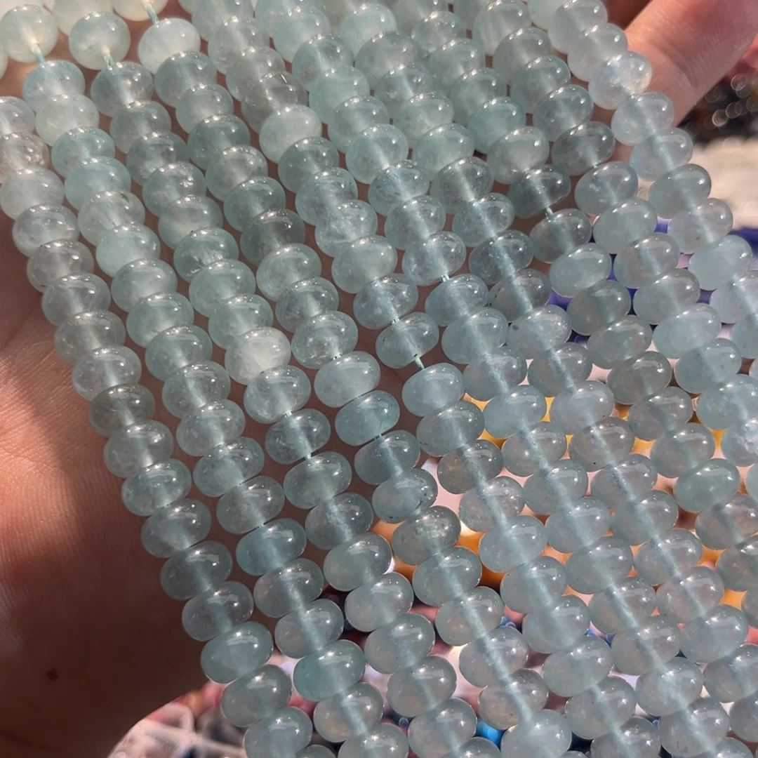 未镶嵌玛瑙/玉髓珠宝半成品海蓝宝算盘一条8mm