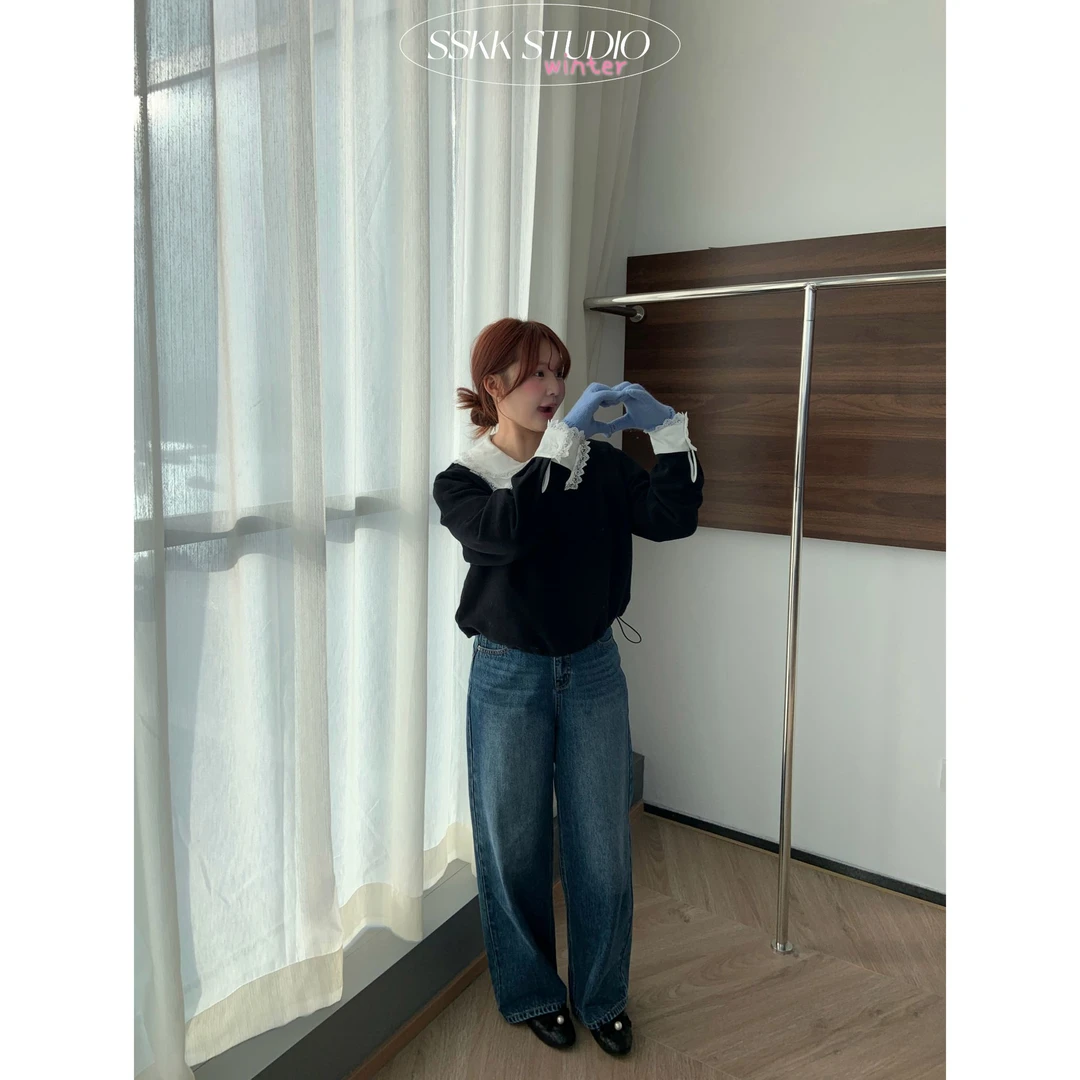 KMZY/KMZY山_山【复古特调】微胖秋季美式复古蓝色高腰显瘦牛仔裤女