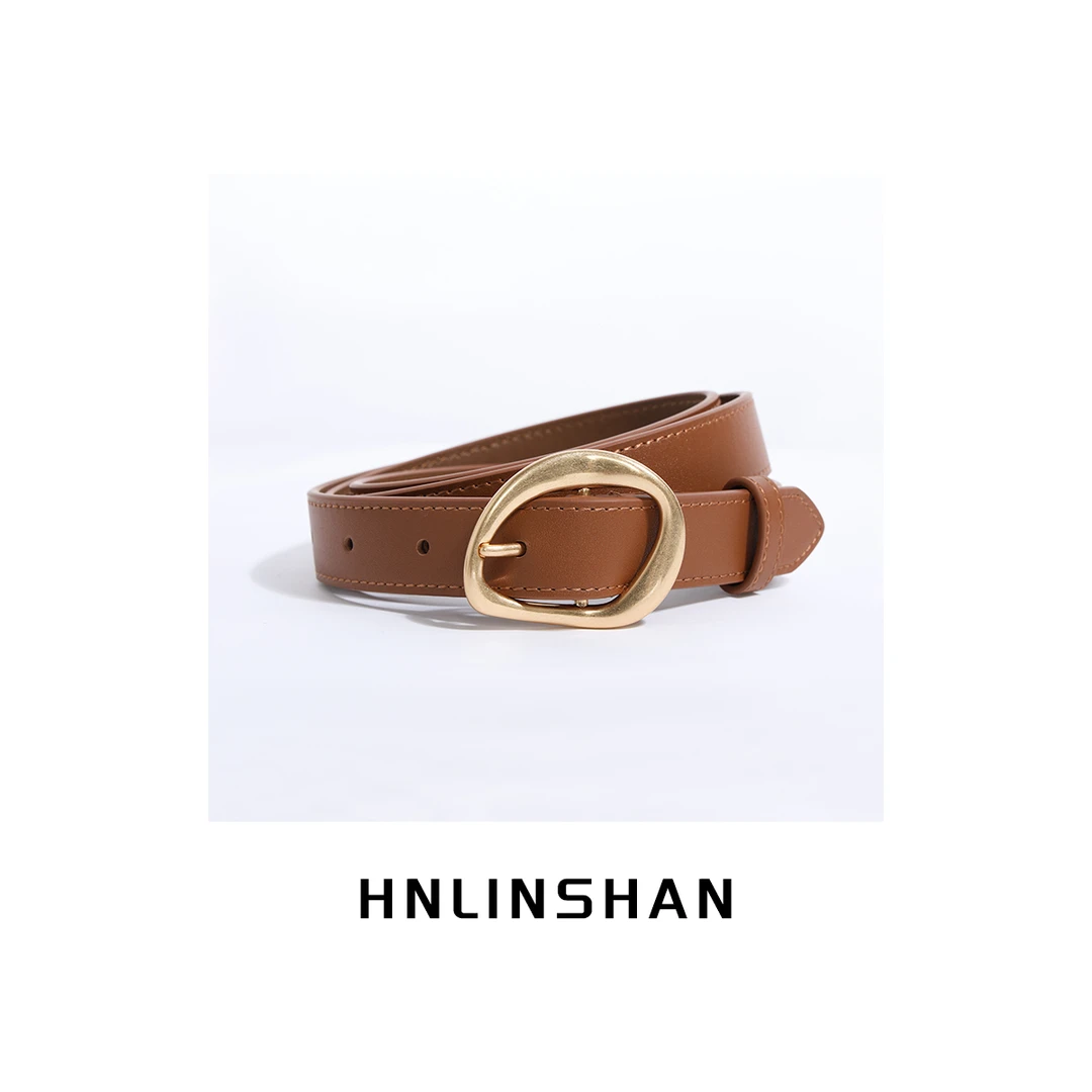 HNLINSHAN【几何】异形简约不规则扣真皮腰带BCP4002