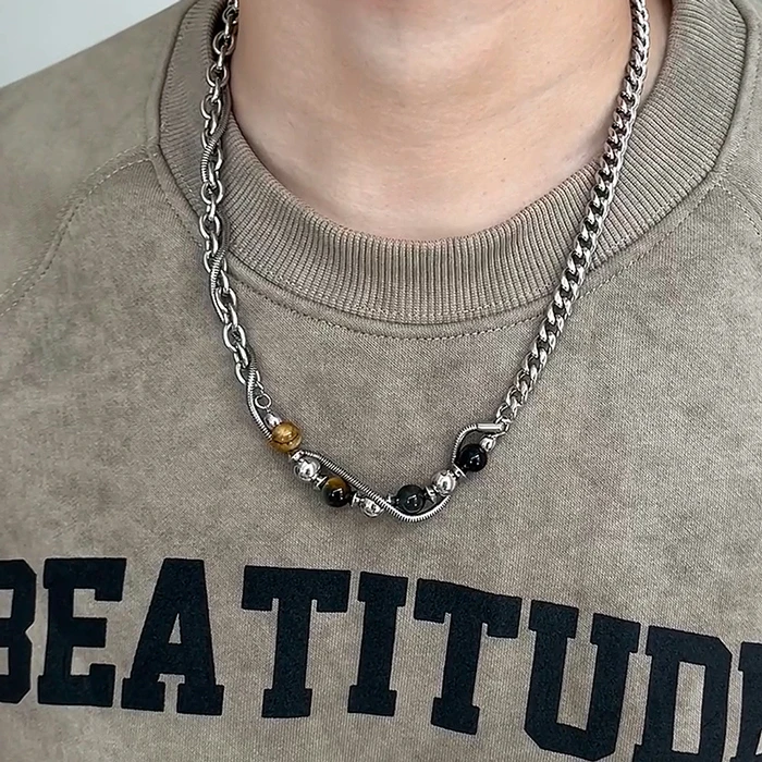 钛钢项链 新中式钛钢链条拼接锁骨链男女中性冷淡复古百搭街头