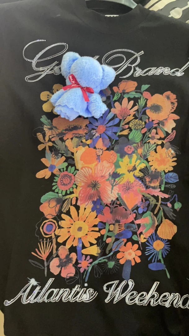 新款GOODBRAND2025SSAtlantis花卉烫钻轻奢时尚高级感印花短袖T恤