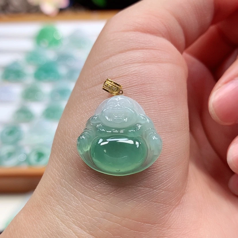 【闪购商品】翡翠18K金镶嵌吊坠(赠链)