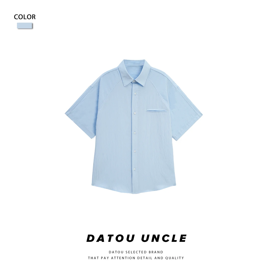 【大头叔叔】夏季亚麻莱赛尔老钱风翻领休闲宽松衬衫DDC3601