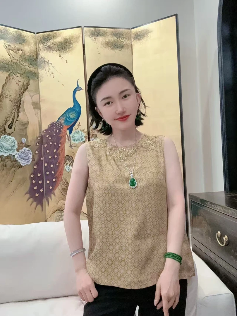 Betty Bairn【传承/云边月】花萝香云纱桑蚕丝背心25B-BW10383