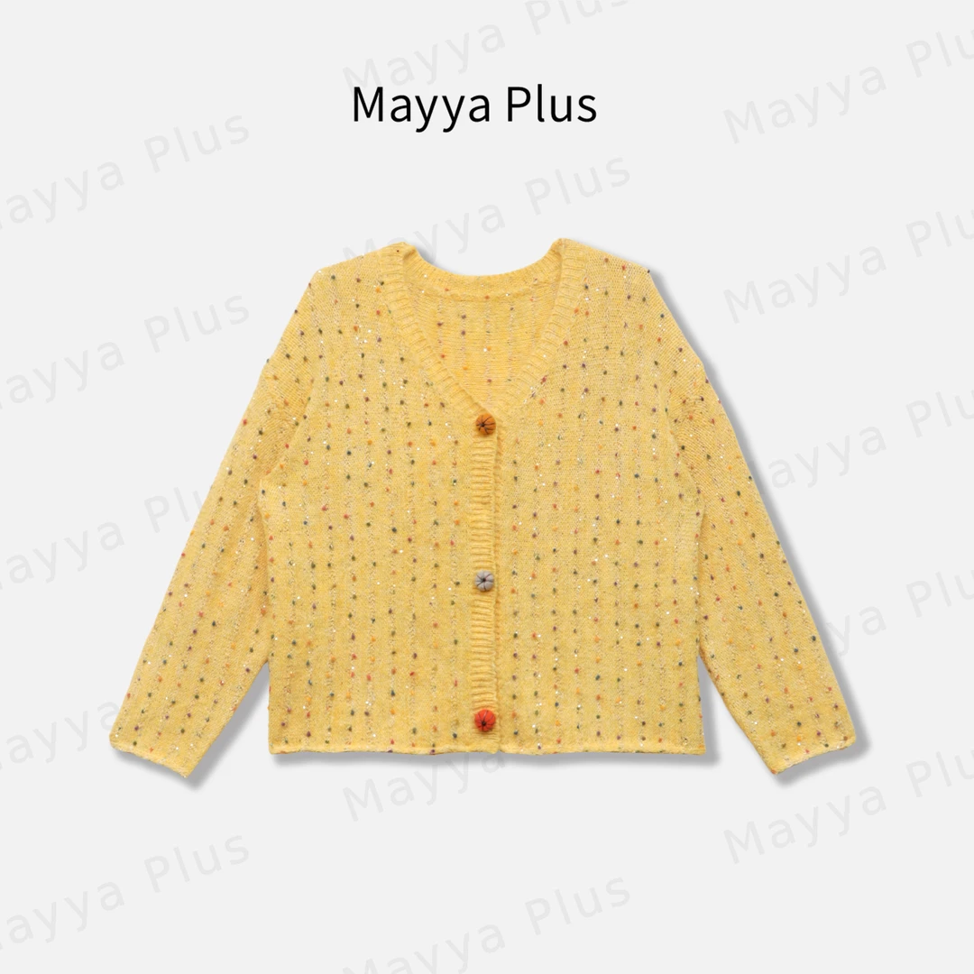 【丰收信号】Mayya Plus麦芽定制V领流光风针织衫百搭上衣32537360