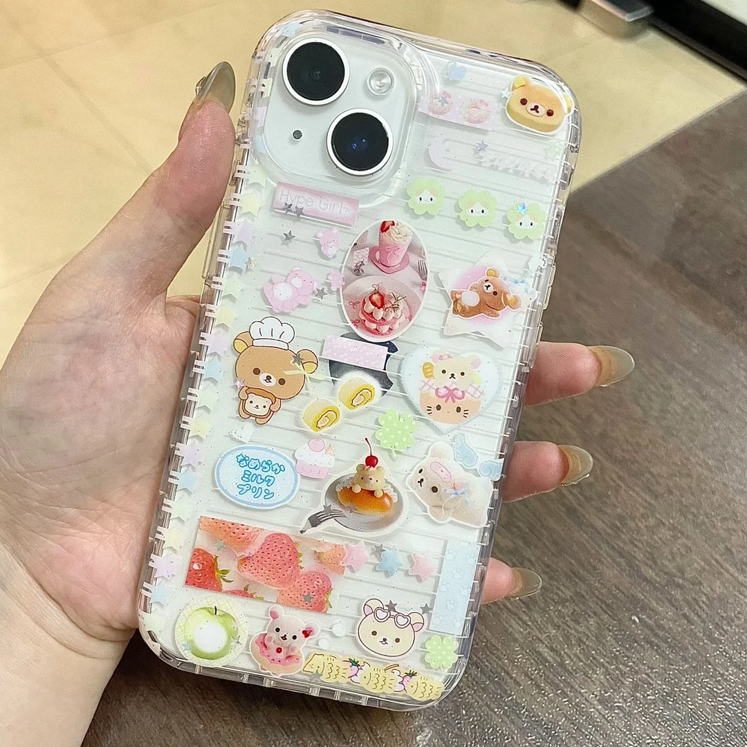 七壳子草莓布朗熊适用于苹果15手机壳1413ProMax可爱iPhone12软16