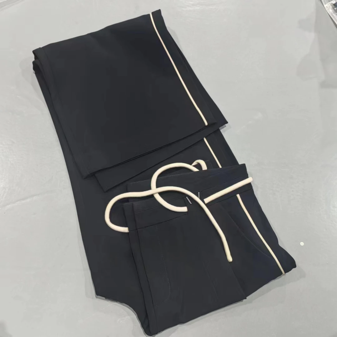 【南油玲姐】黑色系带薄款休闲裤68035