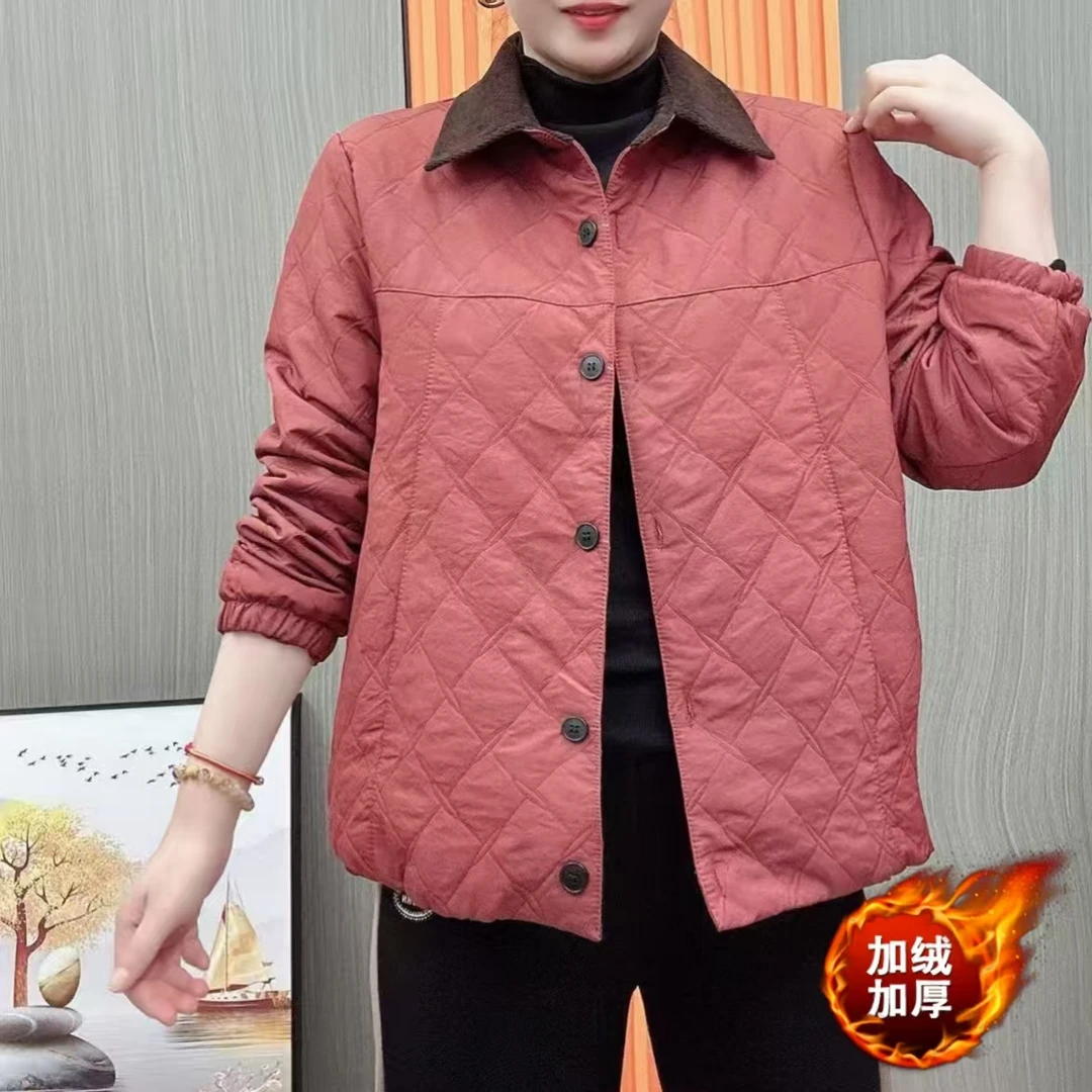 气质极简风纽扣休闲风翻领女装百搭加厚洋气保暖