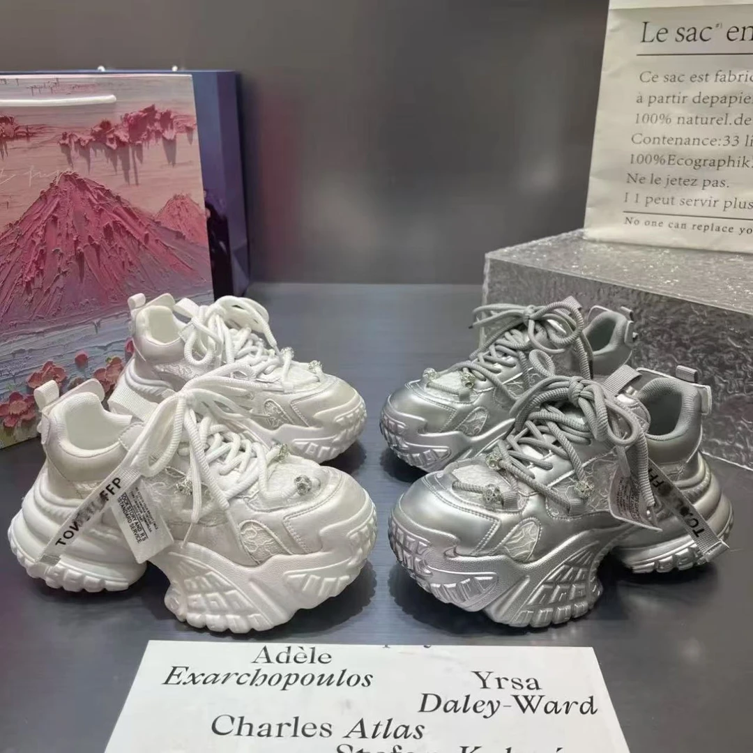 卢浮舞会~厚底老爹鞋女25春季款增高擦色时尚休闲运动鞋潮洛克