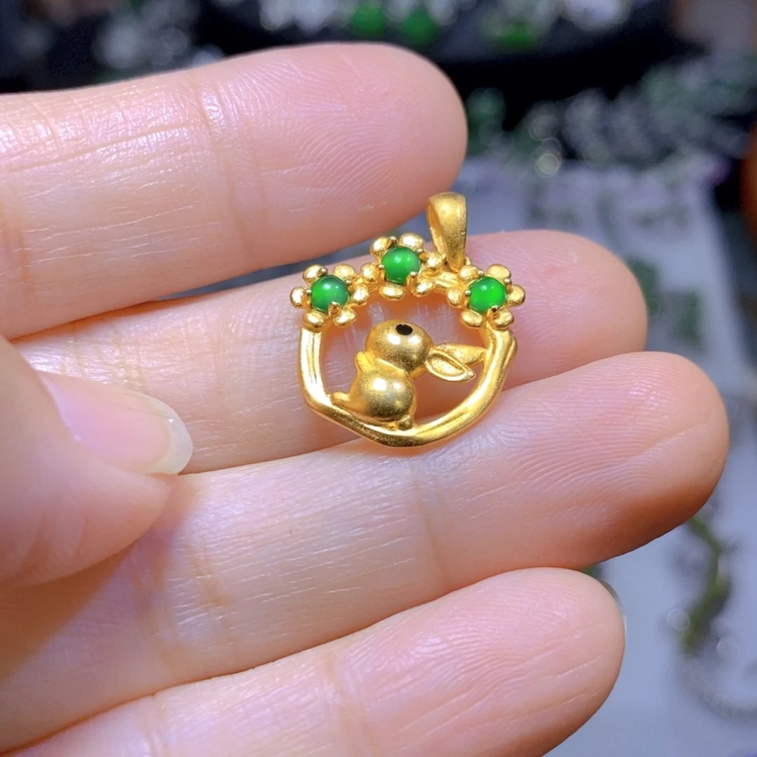 翡翠颈饰银S925镶嵌@*悦天然翡翠