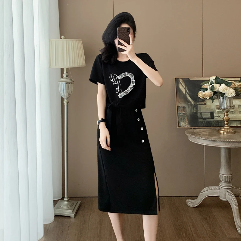 休闲时尚套装裙夏季显瘦气质减龄洋气韩版女神运动风半身裙两件套