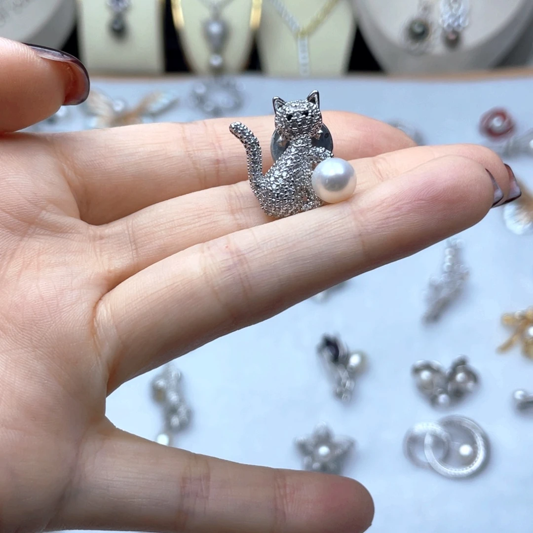 ༒***༒合金淡水珍珠胸针