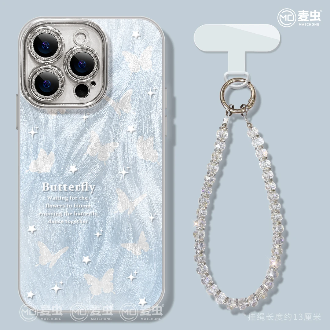 蓝色蝴蝶适用于华为Mate70苹果16promax手机壳iPhone15小米15